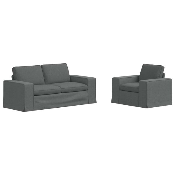 vidaXL Sofa 2 pcs Tamsiai pilka