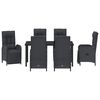 vidaXL Sodo valgomojo komplektas su pagalve 7 pcs Juoda poliratanas