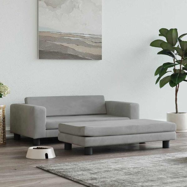 vidaXL Lova šunims su prailginimu, pilka, 100x50x30cm, aksomas