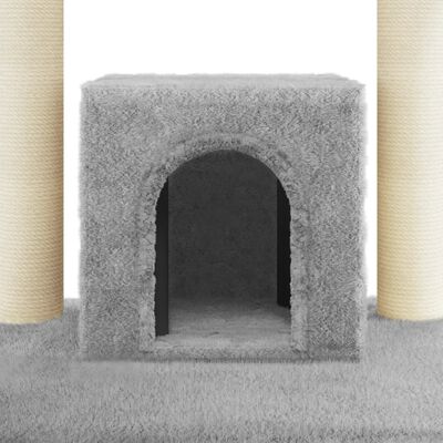 vidaXL Draskyklė katėms su stovais iš sizalio, šviesiai pilka, 110cm