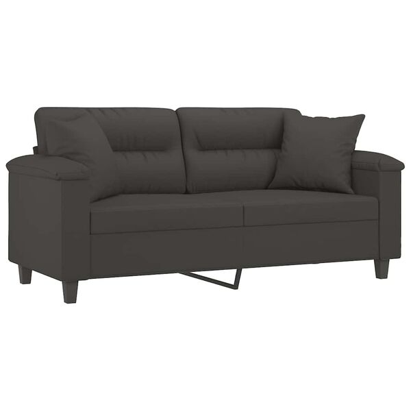 vidaXL Dvivietė sofa su pagalvėmis, tamsiai pilka, 140cm, audinys