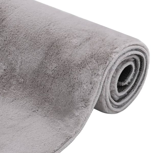 vidaXL Kilimas, pilkos spalvos, 200x300cm, dirbtinis triu&scaron;io kailis