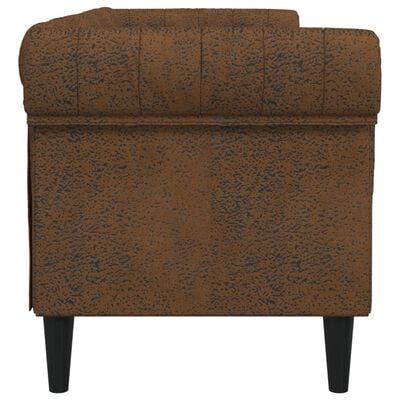 vidaXL Trivietė chesterfield sofa, rudos spalvos, audinys