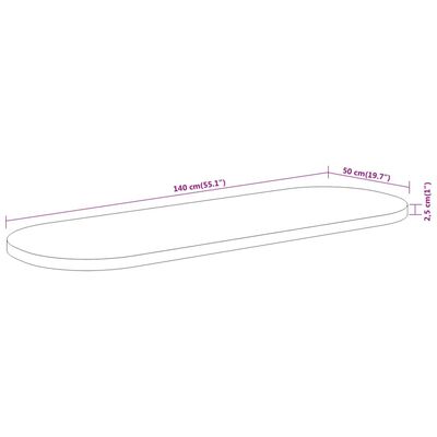 vidaXL Stalviršis, 140x50x2,5cm, akacijos masyvas, ovalo formos