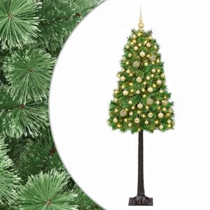 vidaXL Dirbtinė eglutė su lankstomomis &scaron;akomis ir bumbulais 120 cm