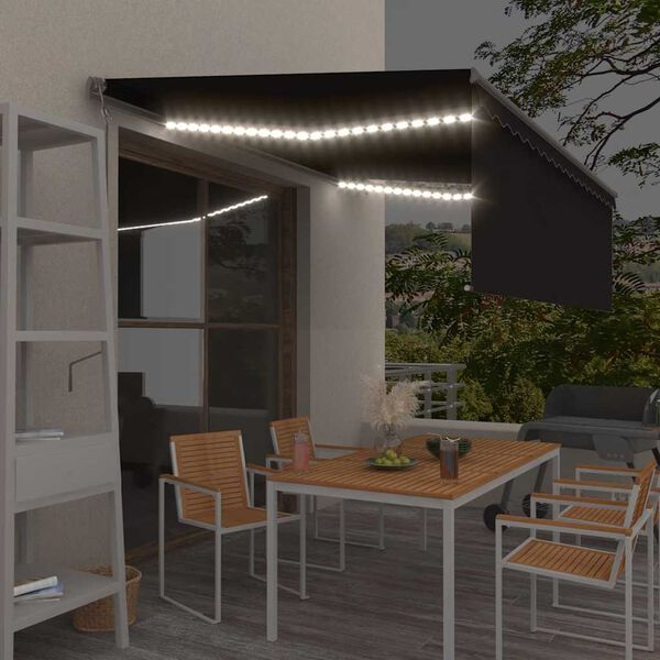 vidaXL Markizė su uždanga/LED/vėjo jutikliu, antracito, 4,5x3m