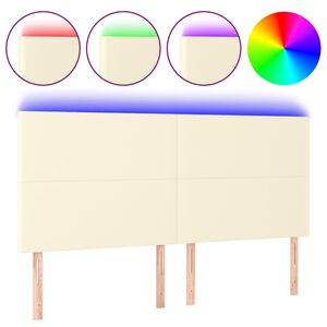 vidaXL Galvūgalis su LED, kreminės spalvos, 180x5x118/128 cm