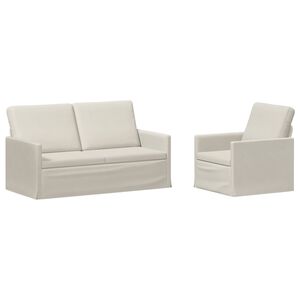 vidaXL Sofos komplektas 2 pcs Kreminė Aksomas