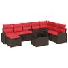 vidaXL Sodo Sofų Rinkinys su pagalve 9 pcs Ruda Poli ratanas