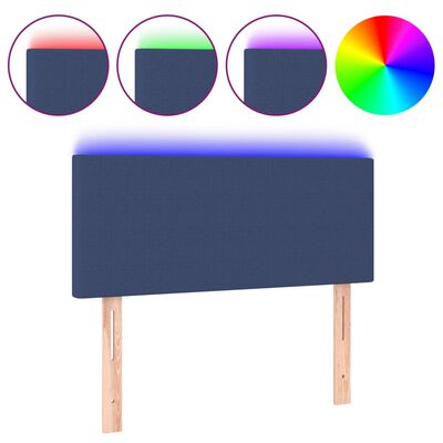 vidaXL Galvūgalis su LED, mėlynos spalvos, 90x5x78/88cm, audinys