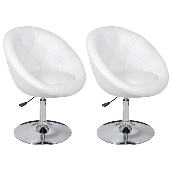 vidaXL Baro taburetės, 2vnt., baltos, dirbtinė oda