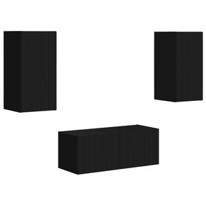 vidaXL TV spintelių komplektas 6 pcs Juoda Apdirbta mediena