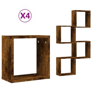 vidaXL Wall Cube lentynos 4 vnt Rūkytas ąžuolas 30x15x30 cm