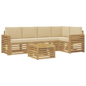 vidaXL Lauko sofos komplektas 6 vnt. Balta ir kreminė Poliesteris