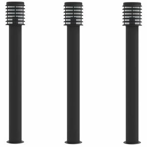 vidaXL Lauko &scaron;viestuvai, 3vnt., juodi, 110cm, nerūdijantis plienas