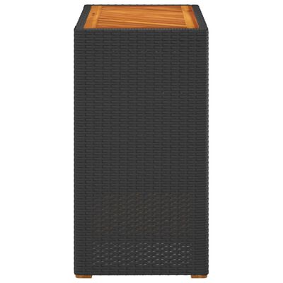 vidaXL Stalas su mediniu stalviršiu, juodas, 60x40x75cm, poliratanas