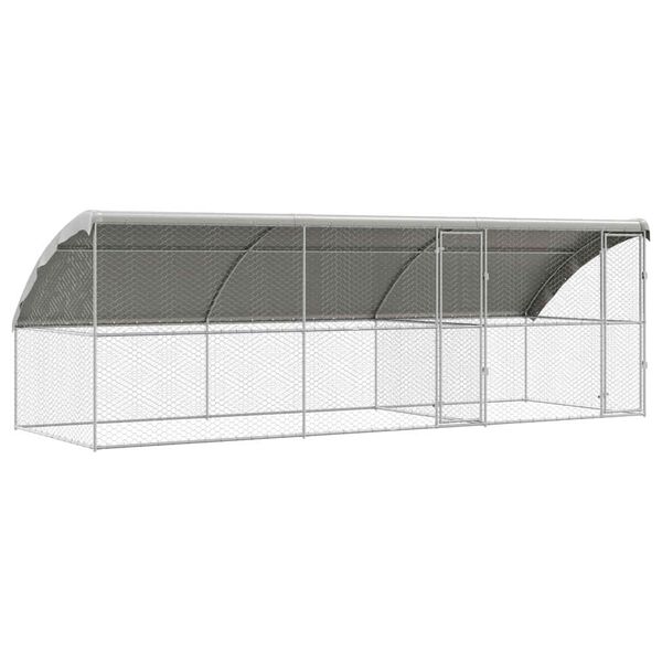 vidaXL &Scaron;unų narvas 3 pcs Sidabro 6 x 2 x 2 m Galvanizuotas plienas