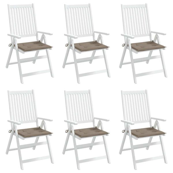 vidaXL Sodo kėdės pagalvėlės, 6vnt., taupe spalvos, 40x40x4cm, audinys