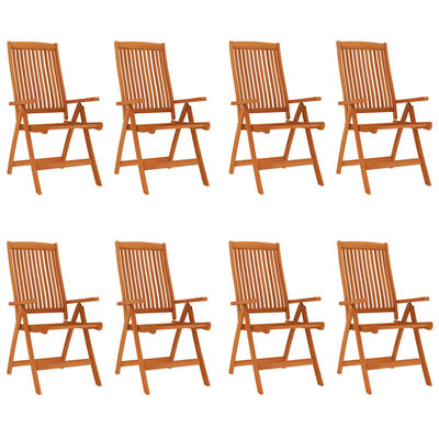 vidaXL Sulankstomos sodo kėdės, 8vnt., eukalipto medienos masyvas