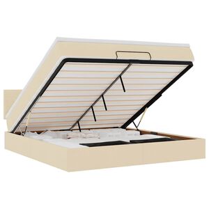 vidaXL Osmanų lovos rėmas su čiužiniu, kreminis, 160x200 cm, audinys