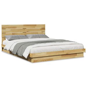 vidaXL lovos rėmas su galvūgaliu be čiužinio 150x200 cm ąžuolo masyvo