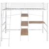 vidaXL Dviauk&scaron;tė lova su stalu, balt. ir rud. sp., 90x200cm, metal.