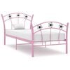vidaXL Lovos rėmas, rožinis, 90x200cm, metalas, futbolo dizaino
