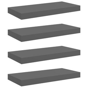 vidaXL Pakabinamos sieninės lentynos, 4vnt., pilkos, 50x23,5x3,8cm, MDF