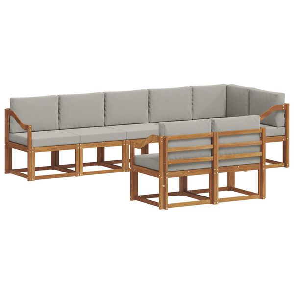 vidaXL Lauko sofos komplektas 8 pcs Natūrali ir &scaron;viesiai pilka