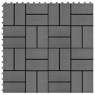 vidaXL Grindų plytelės, 22 vnt., pilkos sp., 30x30 cm, 2m², WPC