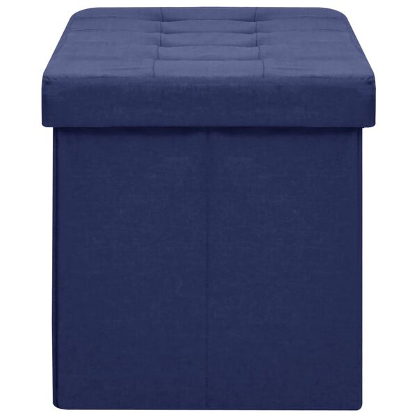 vidaXL Sulankstomas suoliukas-daiktadėžė, mėlynas, dirbtinis linas