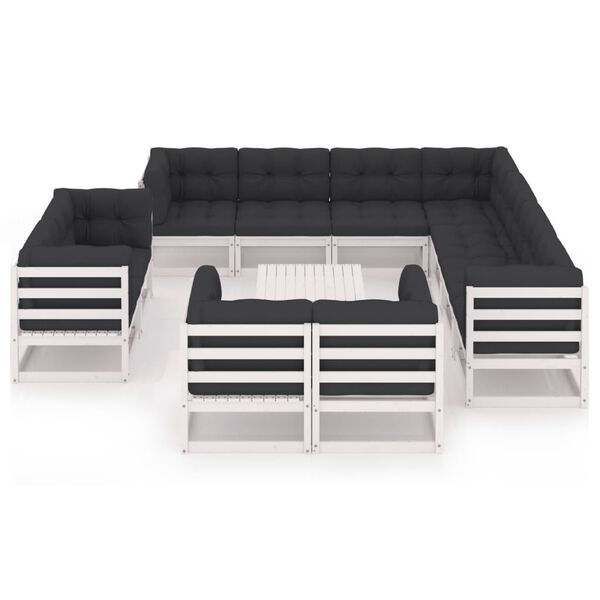 vidaXL Sodo komplektas su pagalvėlėmis, 12 dalių, pu&scaron;ies masyvas