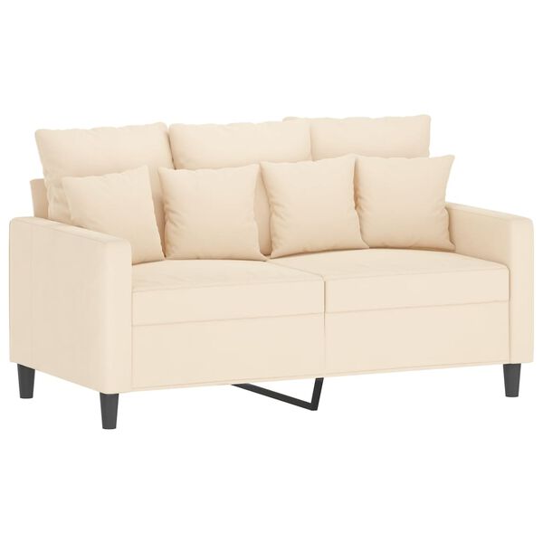 vidaXL Dvivietė sofa, kreminės spalvos, 120cm, aksomas