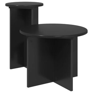 vidaXL &Scaron;oninių staliukų komplektas su saugykla 2 pcs Juodojo ąžuolo