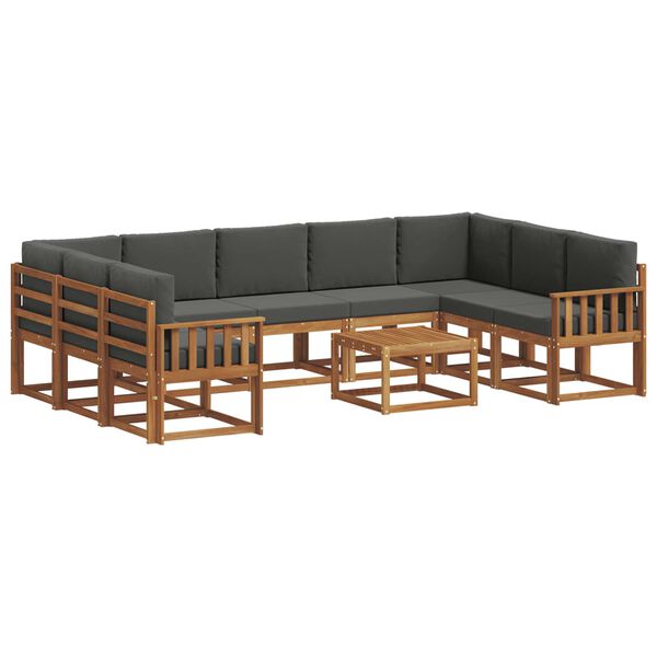 vidaXL Lauko sofos komplektas 10 pcs Natūralus ir antracitas
