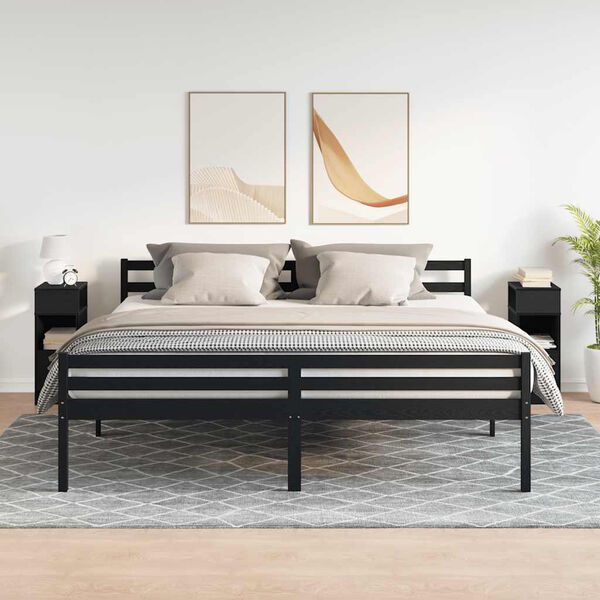 vidaXL Naktinės spintelės su stalčiais, 2vnt., juoda, 25x31x66cm