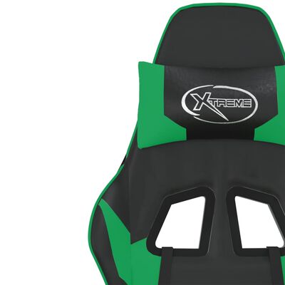 vidaXL Masažinė žaidimų kėdė, juodos ir žalios spalvos, dirbtinė oda