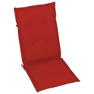 vidaXL Sodo kėdės su raudonomis pagalvėlėmis, 2vnt., tikmedžio masyvas