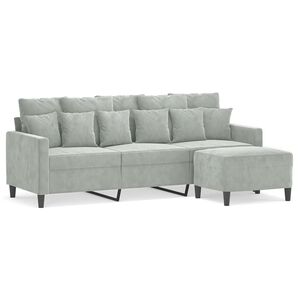 vidaXL Trivietė sofa su pakoja, &scaron;viesiai pilka, 180cm, aksomas