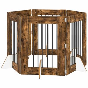 vidaXL &Scaron;unų vartai su stovais 6 pcs Dūminio ąžuolo 60 x 80 cm
