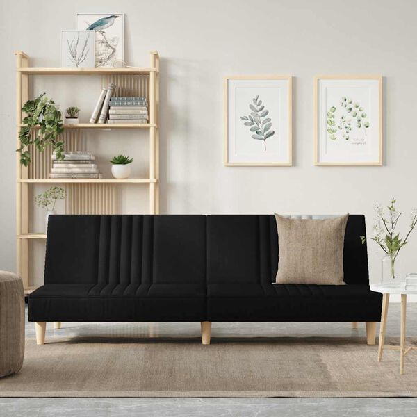 vidaXL Sofa-lova, juodos spalvos, audinys