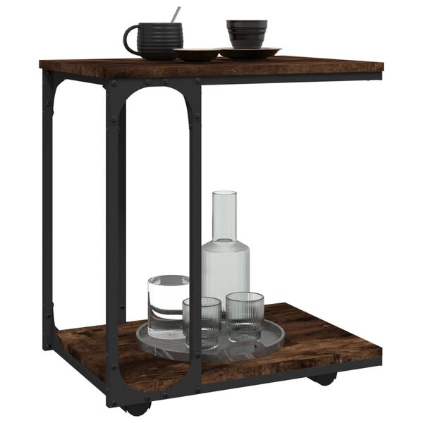 vidaXL Šoninis staliukas, dūminio ąžuolo, 50x35x55,5cm, mediena