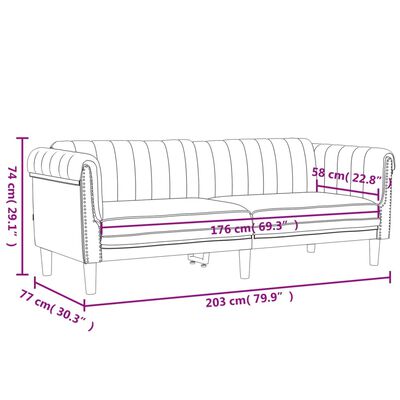 vidaXL Trivietė sofa, šviesiai pilkos spalvos, aksomas