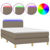 vidaXL Lova su spyruoklėmis/čiužiniu/LED, taupe, 120x190cm, audinys