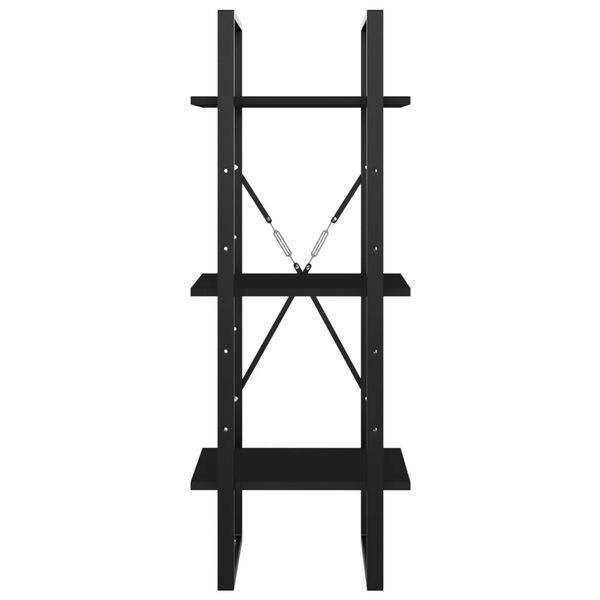 vidaXL Spintelė knygoms, 3 auk&scaron;tų, juoda, 40x30x105cm, mediena