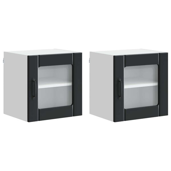 vidaXL Virtuvės spintelė 2 pcs Juoda 40 x 31 x 40 cm Apdirbta mediena