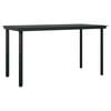vidaXL Sodo valgomojo stalas, juodas, 140x70x74cm, plienas ir stiklas