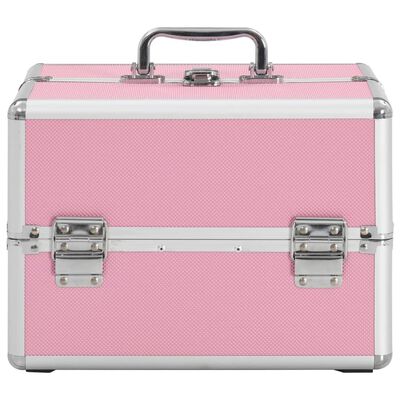 vidaXL Kosmetinis lagaminas, rožinės spalvos, 22x30x21 cm, aliuminis