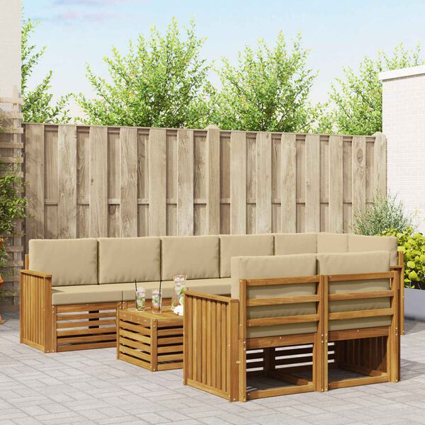 vidaXL Sofų komplektai su pagalve 9 pcs Natūralus ir bežinis