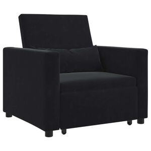 vidaXL I&scaron;traukiamas sofa-lova vienvietis su ratais Juoda Aksomas